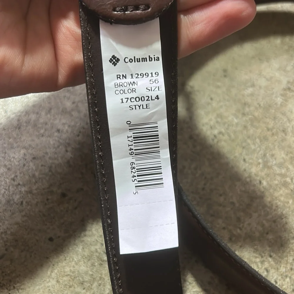 Columbia Men’s Trinity Logo Everyday Casual Dress Belt Leather Lining size 56